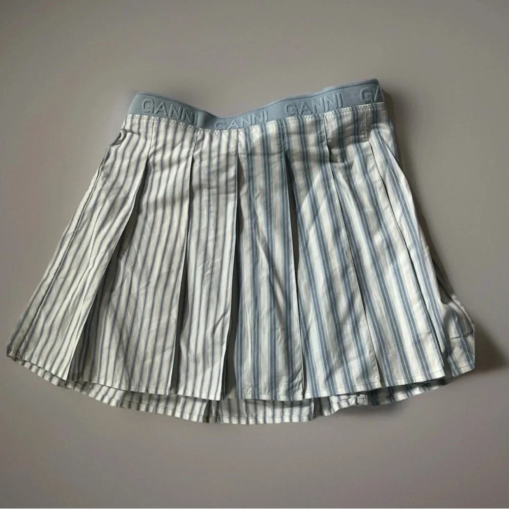 GANNI Stripe Pleated Miniskirt